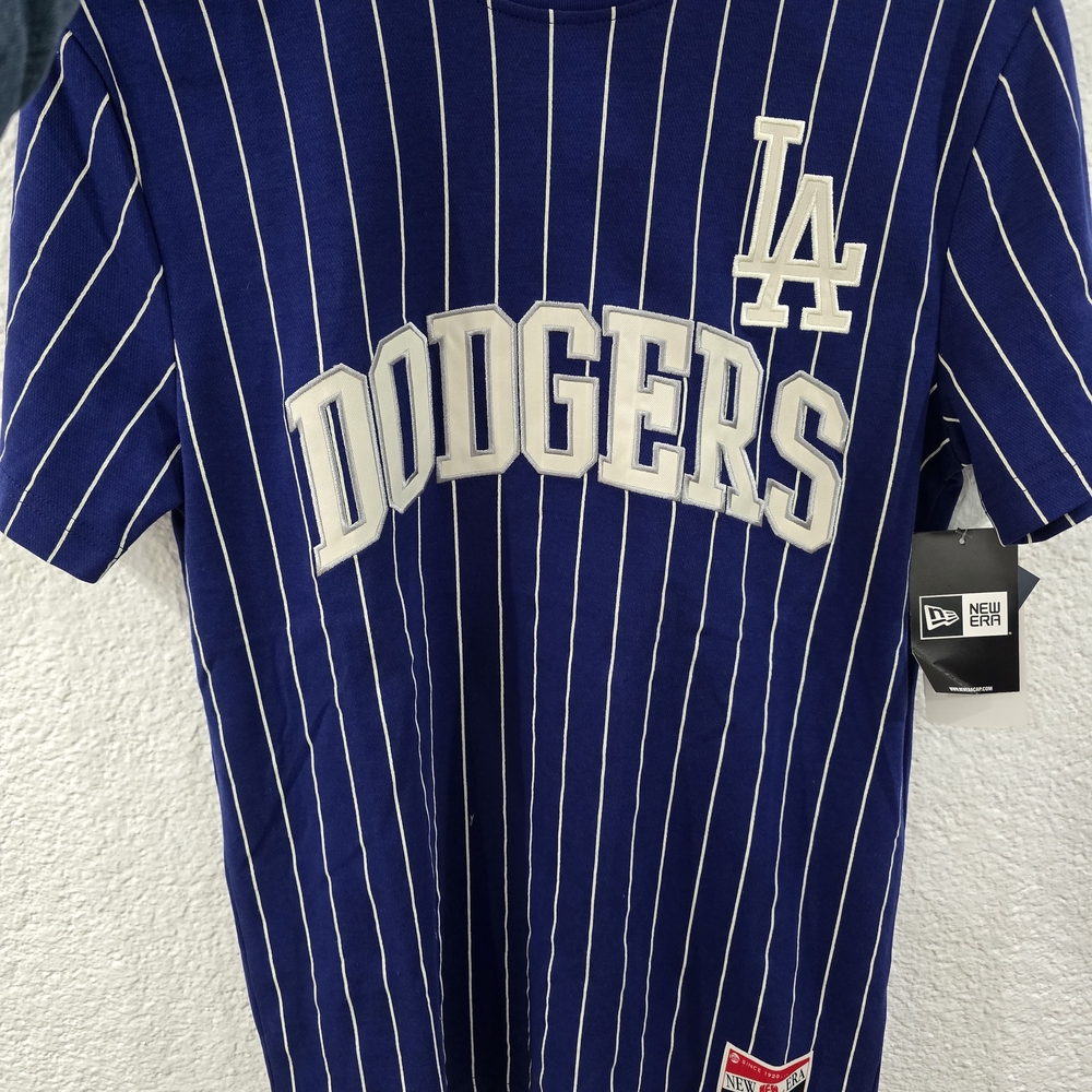 New Era Dodgers Navy Pinstripe Tee